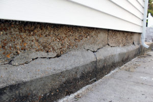 Foundation damage on a residential garage