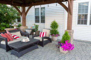 Picture of outdoor furniture on beautiful patio pavers.