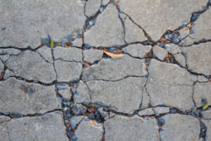 Cracked concrete cement